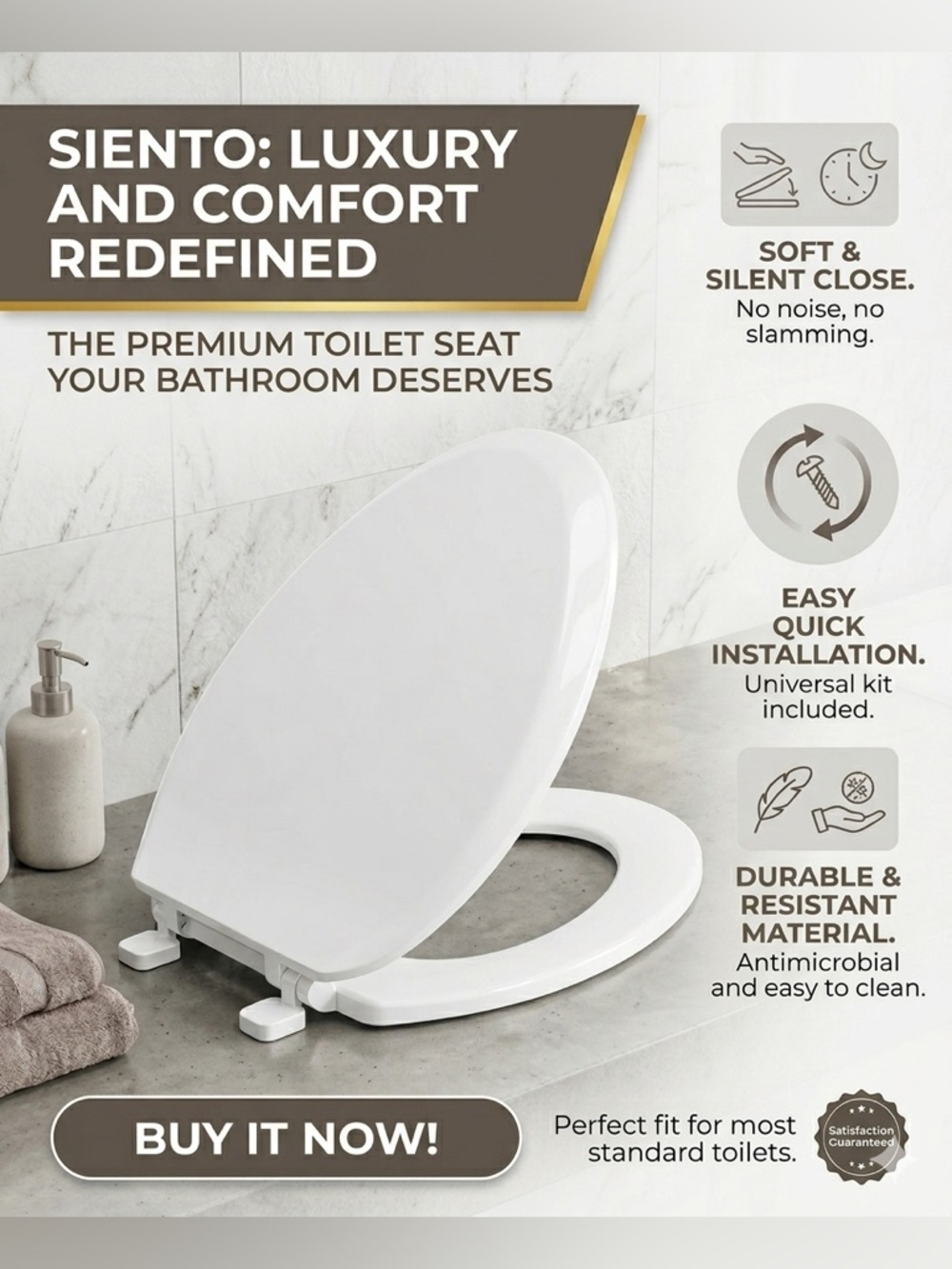 Maintenance Heritage Elongated Toilet Seat White Plastic Heavy Duty Easy Install